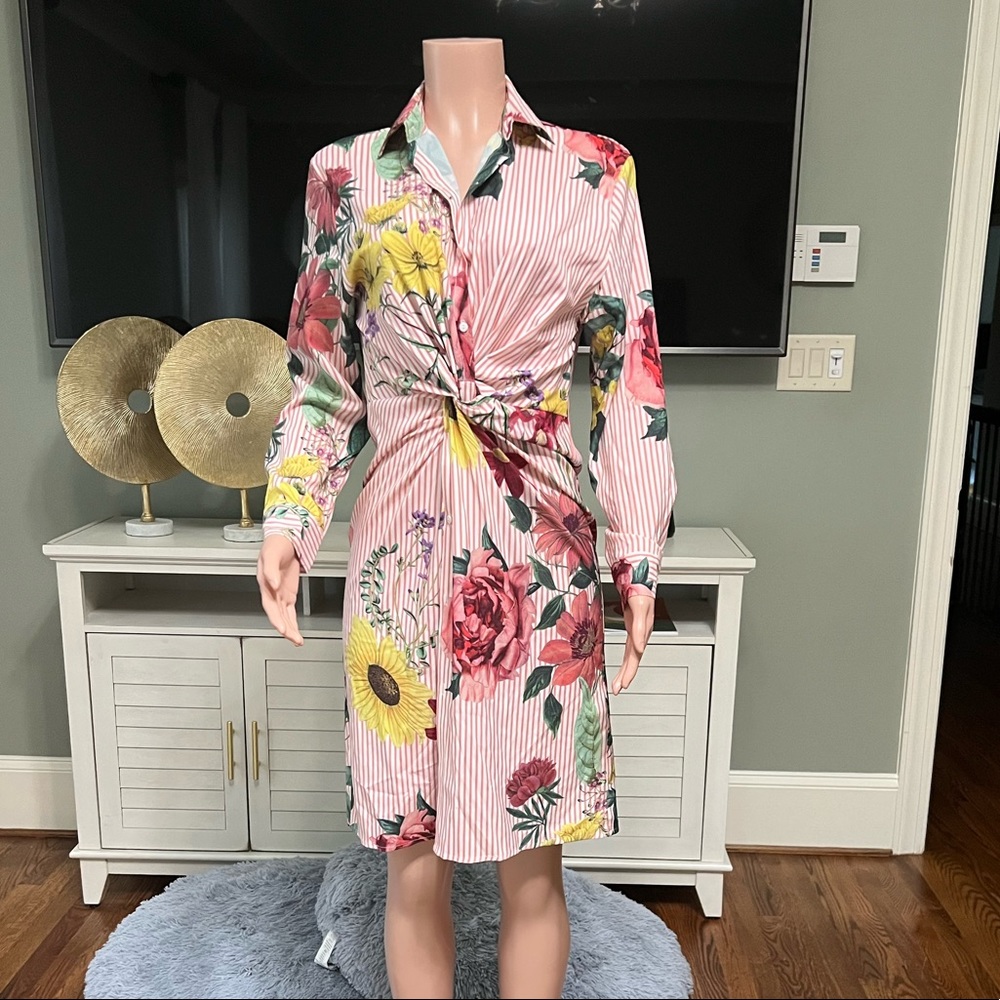 “Sweet Love” Long-Sleeve Shirt Dress. Very Classy.  Perfect Fit!  Size M.  New!